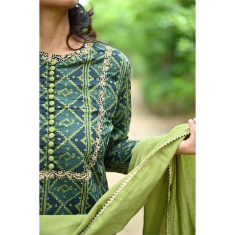 Green Jaipuri Cotton Salwar Set