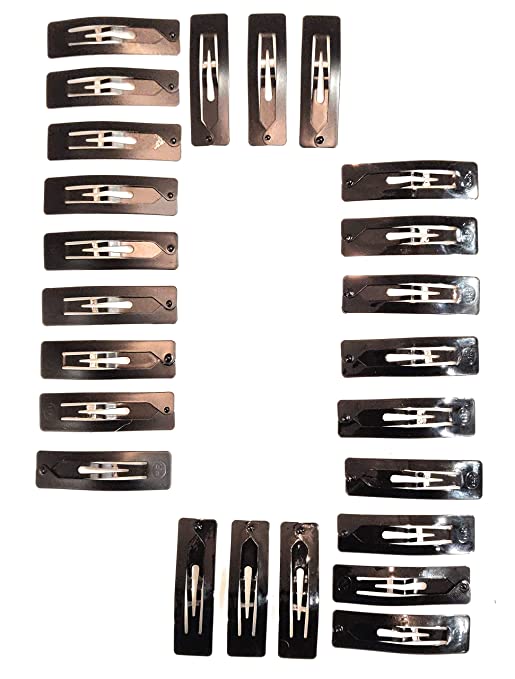 HP HIGH PROFILE Rectangular Large Metal Tic Tac Hair Clips - 24 Pcs-Black Glossy and Matte