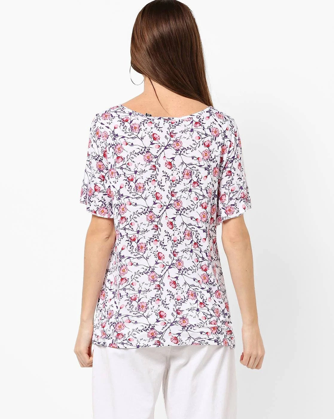 Floral Print Crew-Neck T-shirt