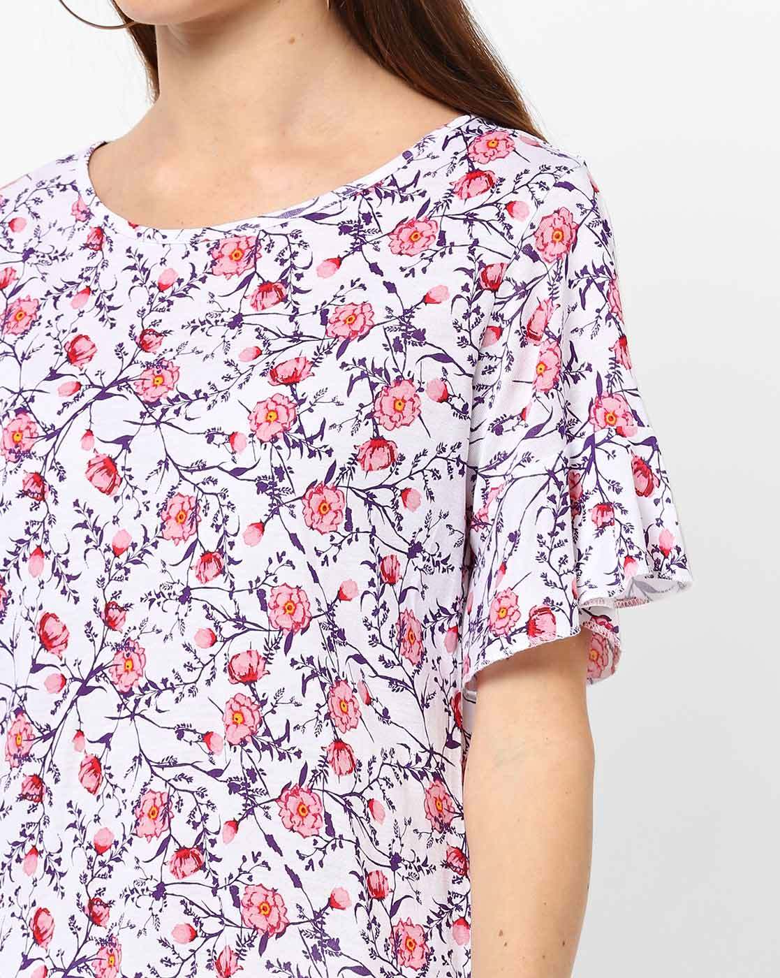 Floral Print Crew-Neck T-shirt