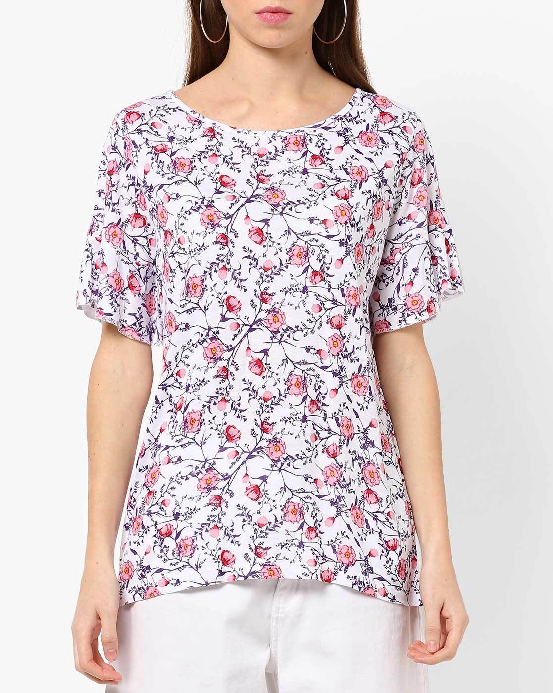 Floral Print Crew-Neck T-shirt