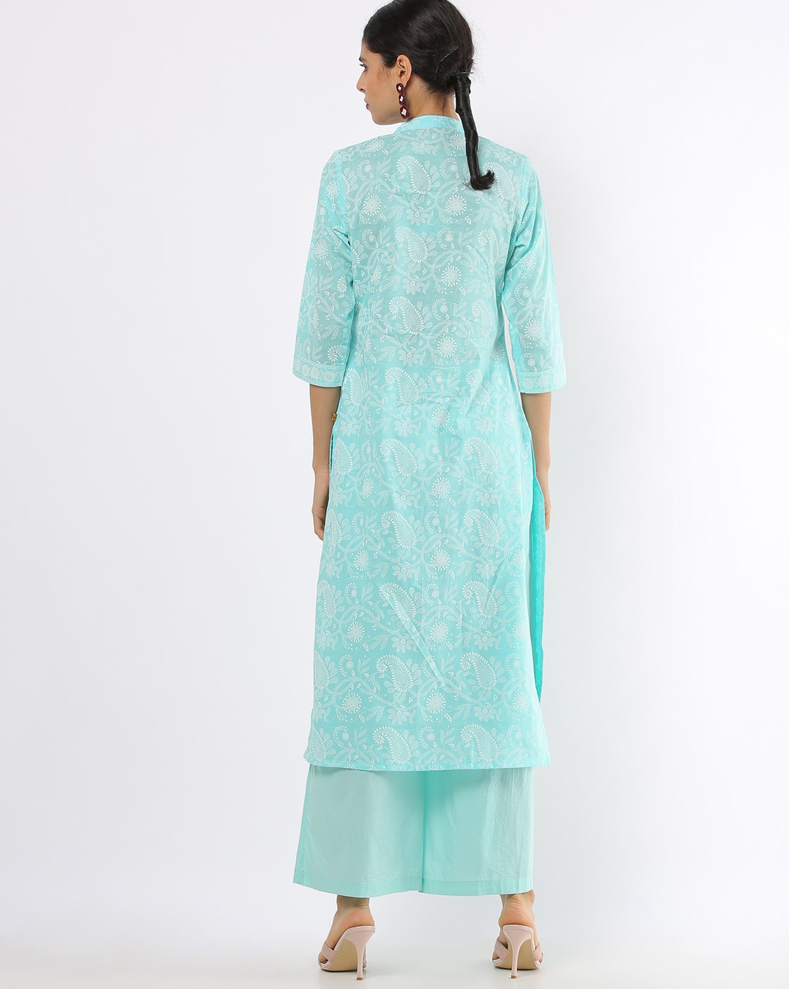 Blue Embroidered Straight Kurta