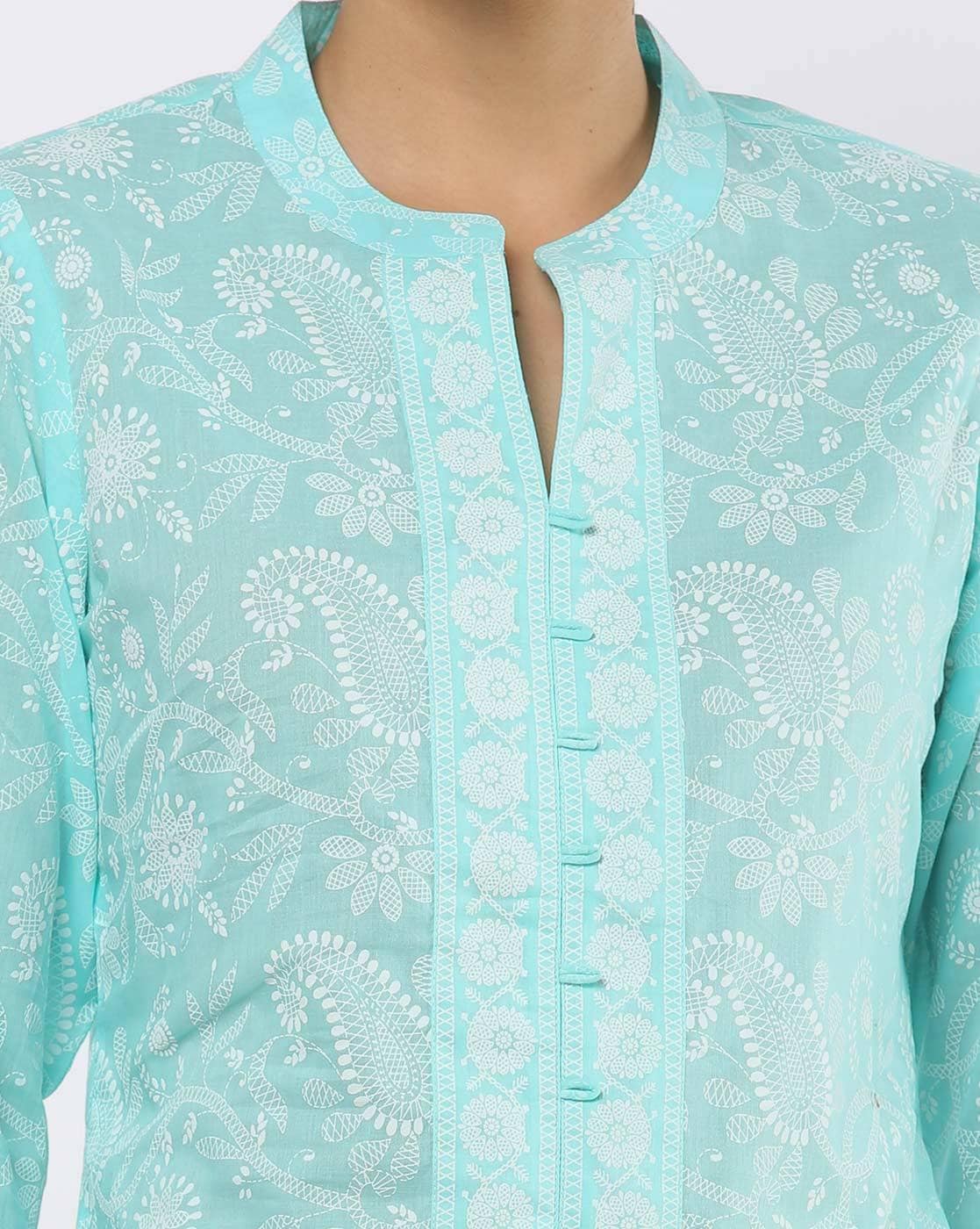 Blue Embroidered Straight Kurta