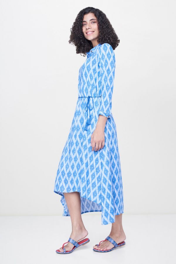 Blue Leaf Print Dress