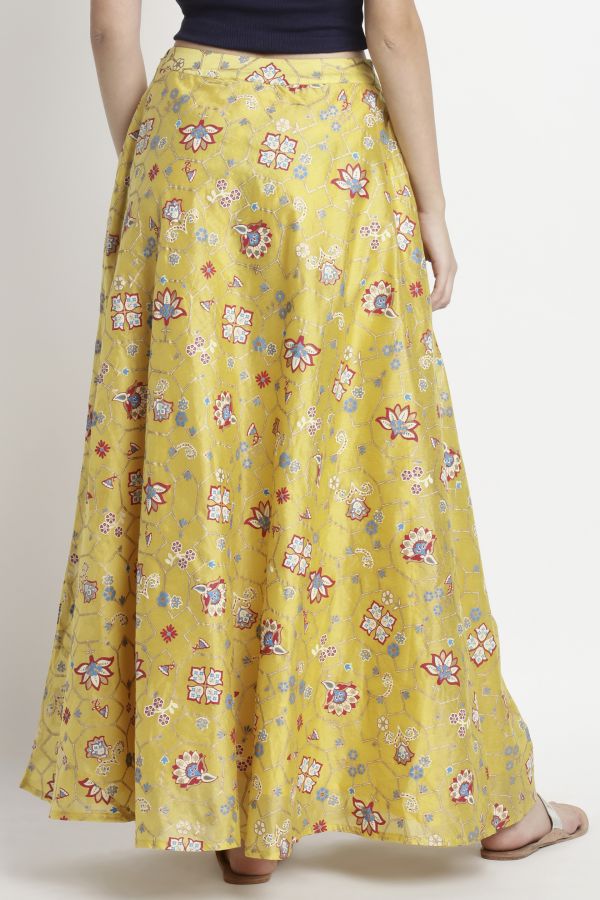 Yellow Floral Print Skirt