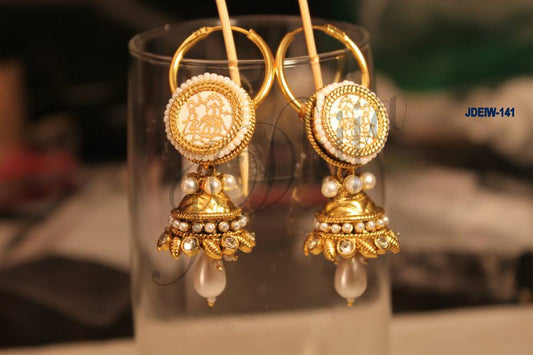 Ring with white jhumka earrings