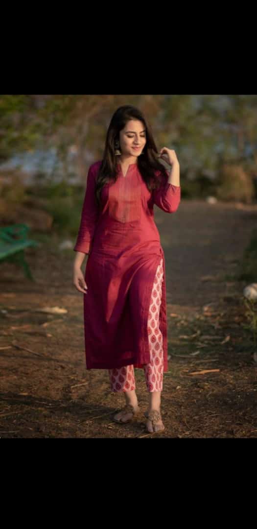 Maroon Kurti Pant Set