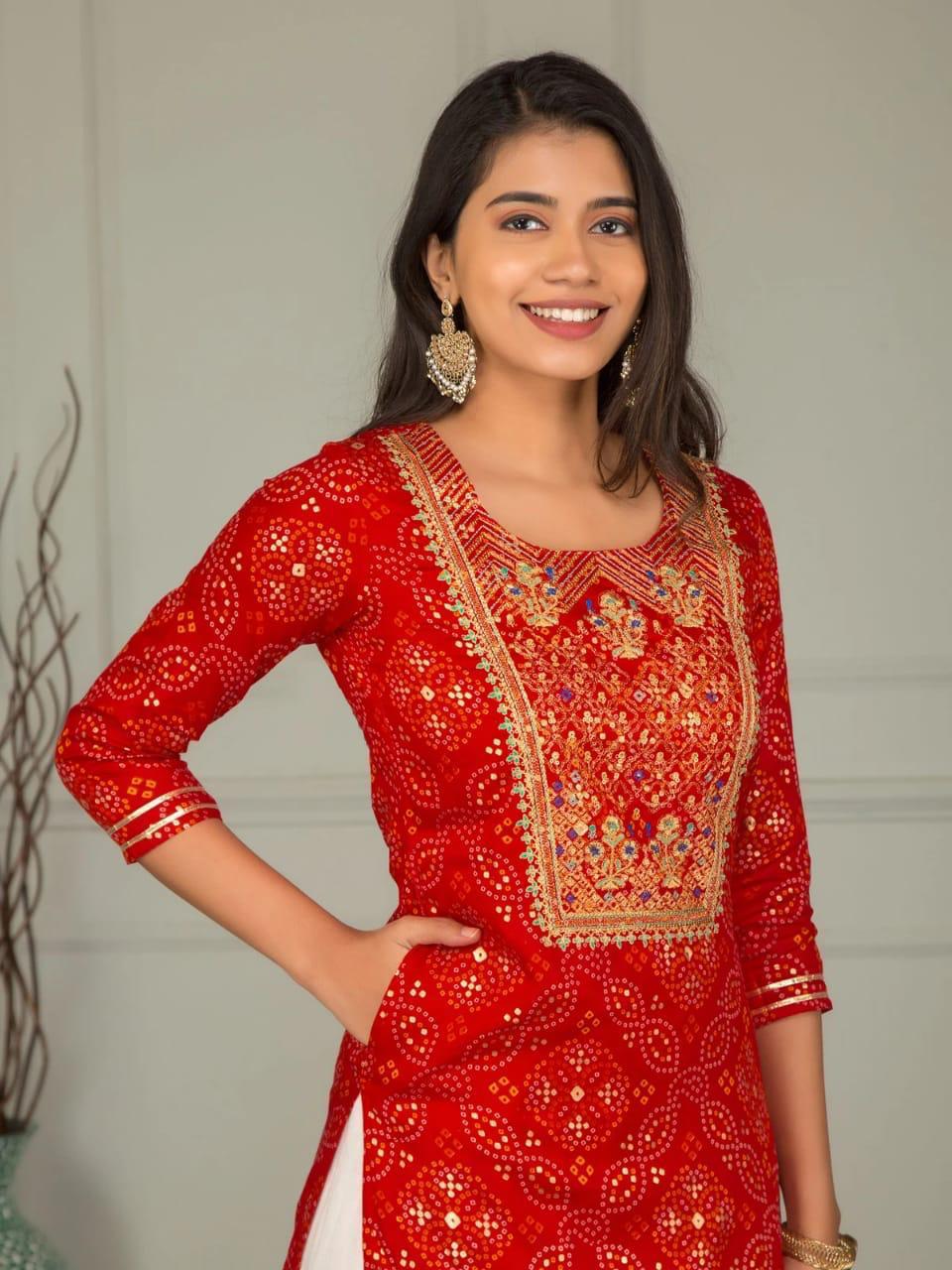 Red Kurti with Sharara