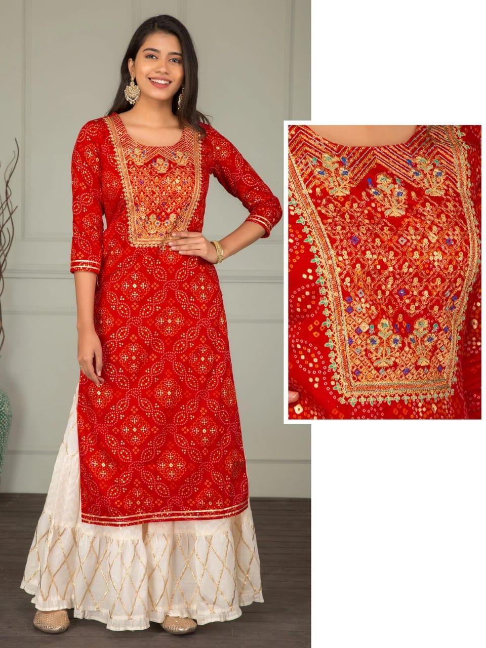 Red Kurti with Sharara