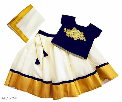 Navy Blue Silk little kids Lehenga Choli