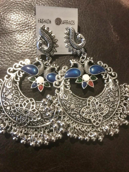 Peacock oxidized earrings